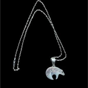 Sterling silver Native American bear necklace
